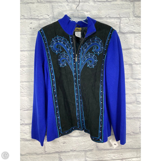 Jacket Leather By Bob Mackie Qvc In Black & Blue, Size: Xl