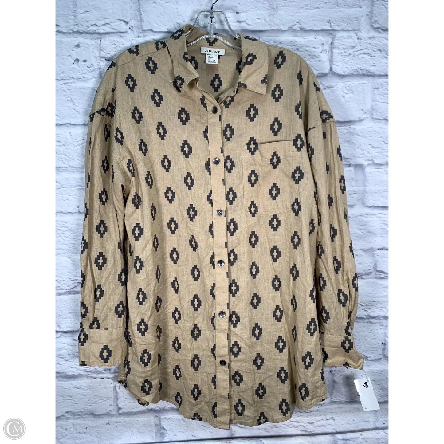 Tunic Long Sleeve By Ariella In Tan, Size: S