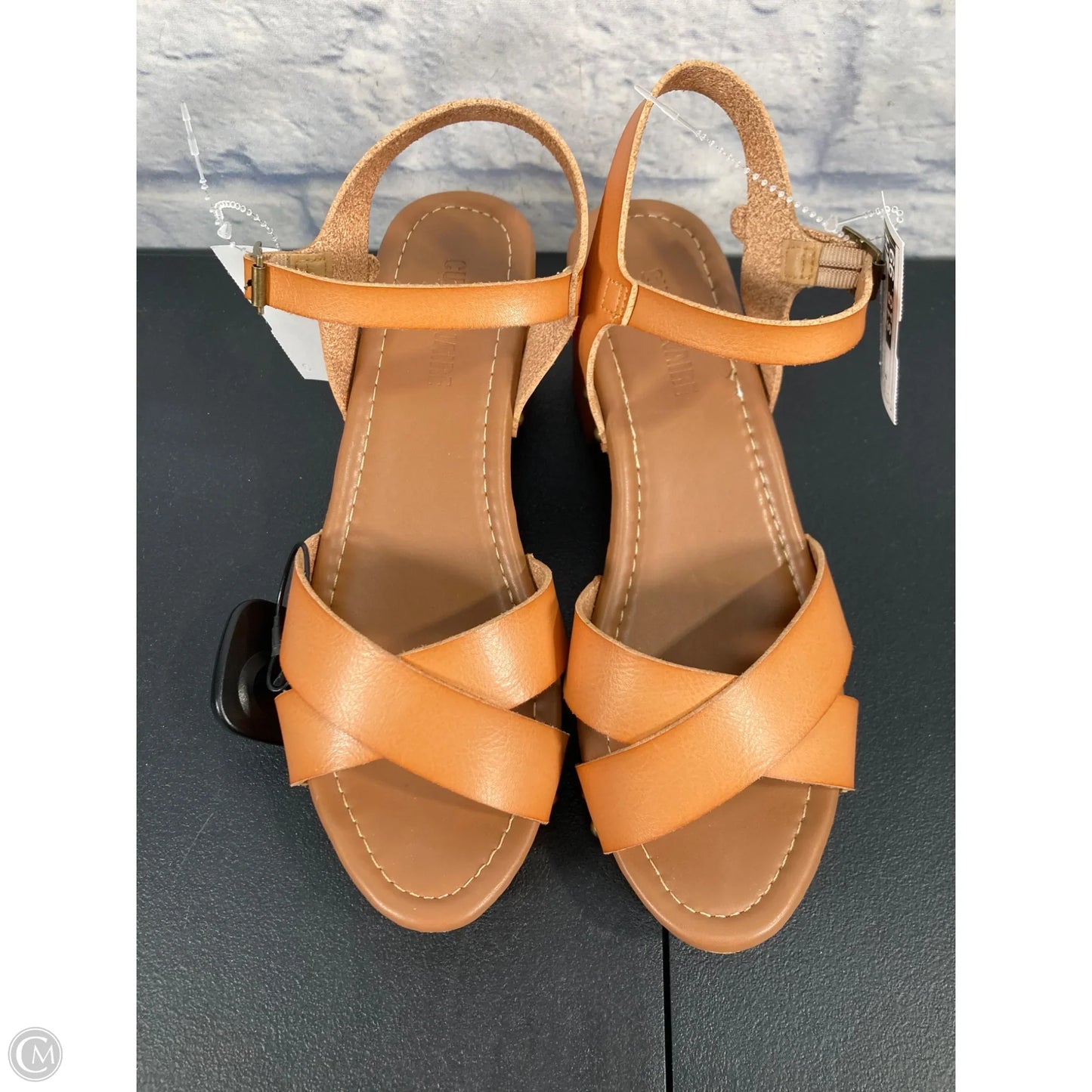 Sandals Heels Block By Cushionaire In Tan, Size: 8