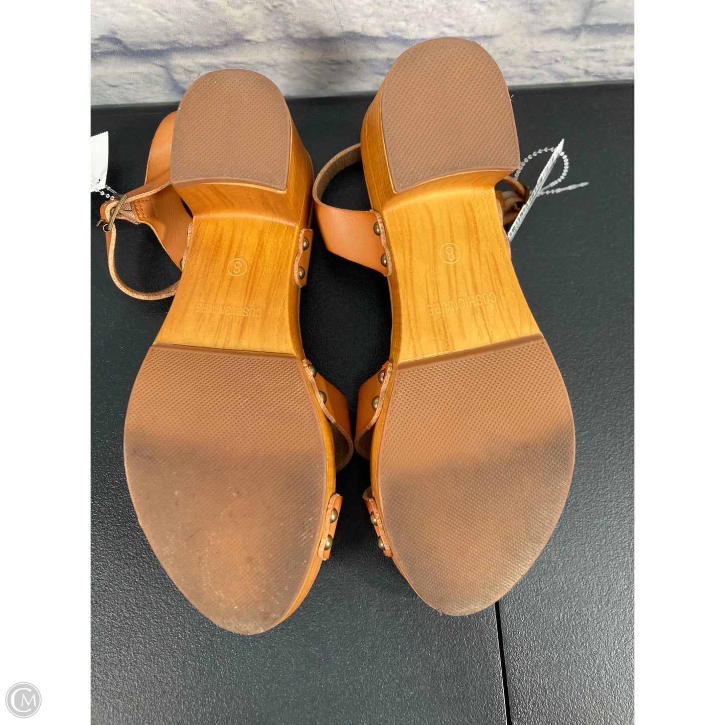 Sandals Heels Block By Cushionaire In Tan, Size: 8