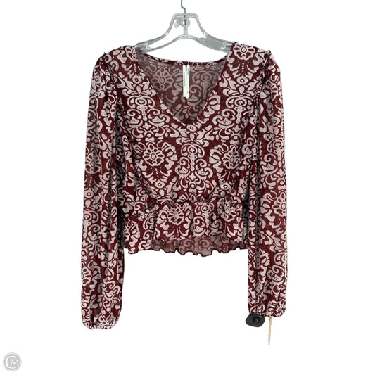 Blouse Long Sleeve By Anthropologie In Brown & White, Size: M