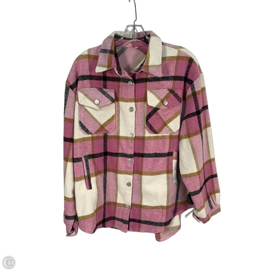 Jacket Shirt By Clothes Mentor In Pink, Size: L