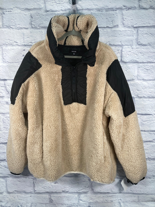 Jacket Faux Fur & Sherpa By Winwin In Black & Cream, Size: M