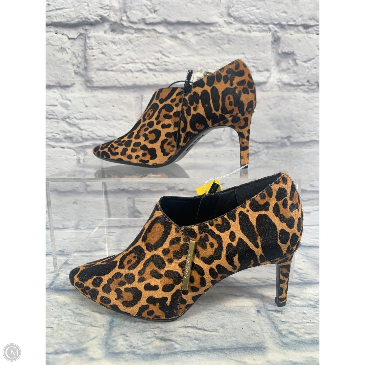 Boots Ankle Heels By Calvin Klein In Animal Print, Size: 8