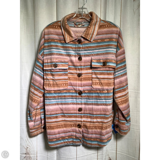 Jacket Shirt By Pink Rose In Multi-colored, Size: L