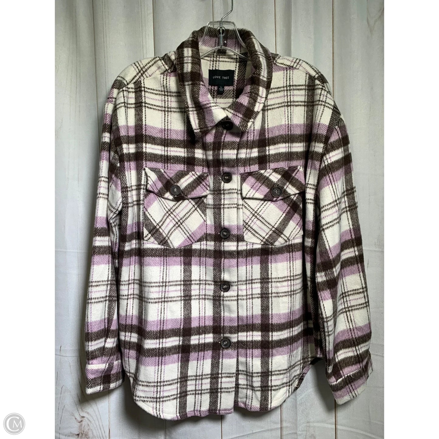 Jacket Shirt By Love Tree In Purple, Size: L