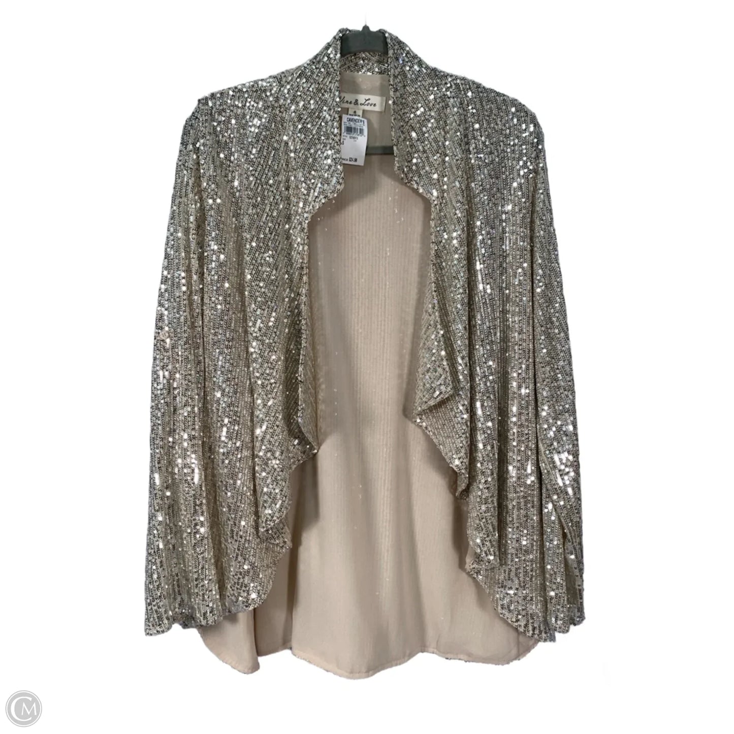 Cardigan By Vine & Love In Cream & Silver, Size: Small