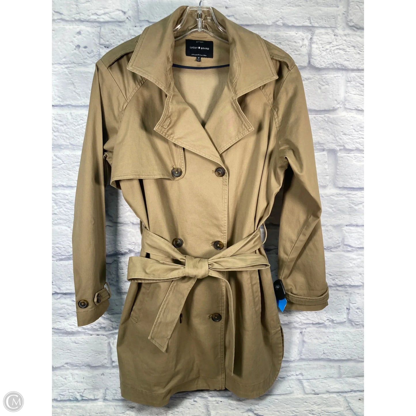 Coat Trench Coat By Lucky Brand In Tan, Size: M