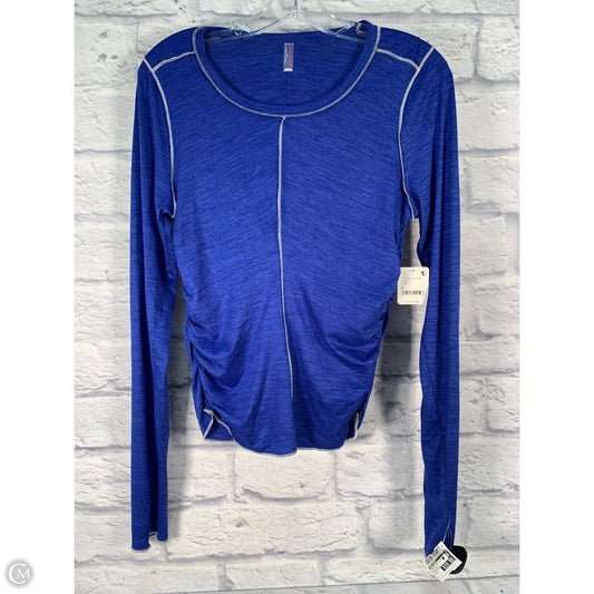 Athletic Top Long Sleeve Collar By Free People In Blue & White, Size: M