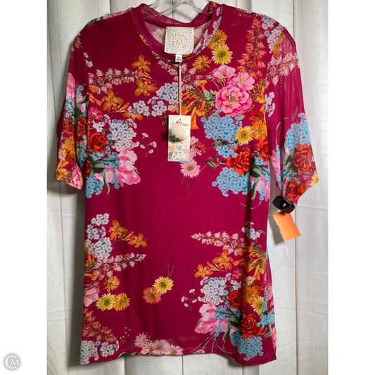 Blouse Short Sleeve By Johnny Was In Floral Print, Size: Xl