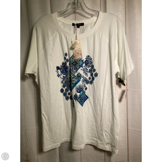 Top Short Sleeve Basic By Johnny Was In White, Size: Xl