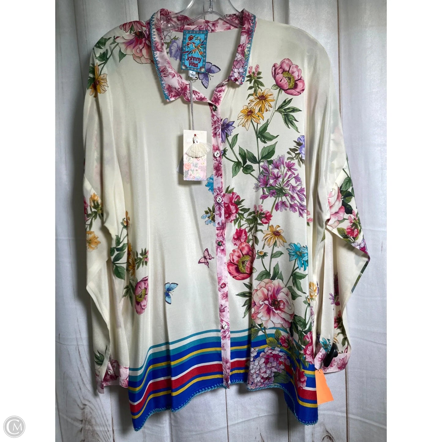 Top Long Sleeve By Johnny Was In Cream, Size: L