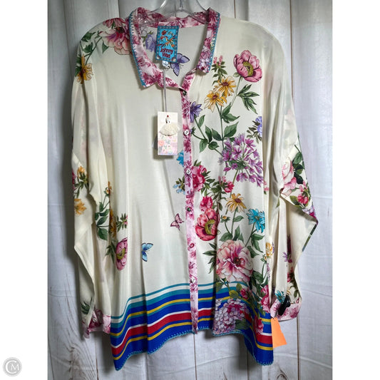 Top Long Sleeve By Johnny Was In Cream, Size: L