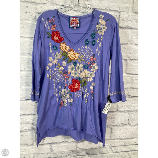 Top 3/4 Sleeve By Johnny Was In Purple, Size: S