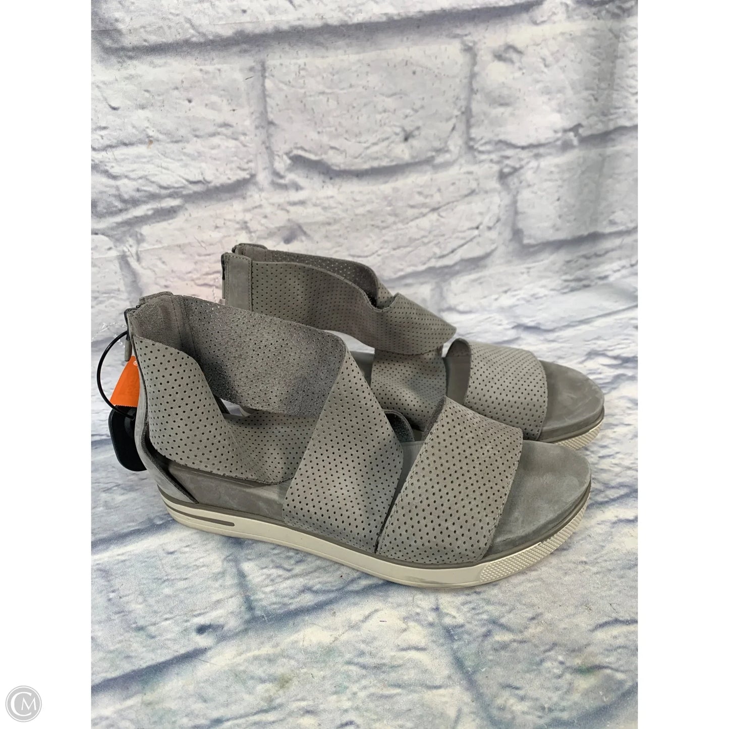Sandals Heels Platform By Eileen Fisher In Grey, Size: 9.5