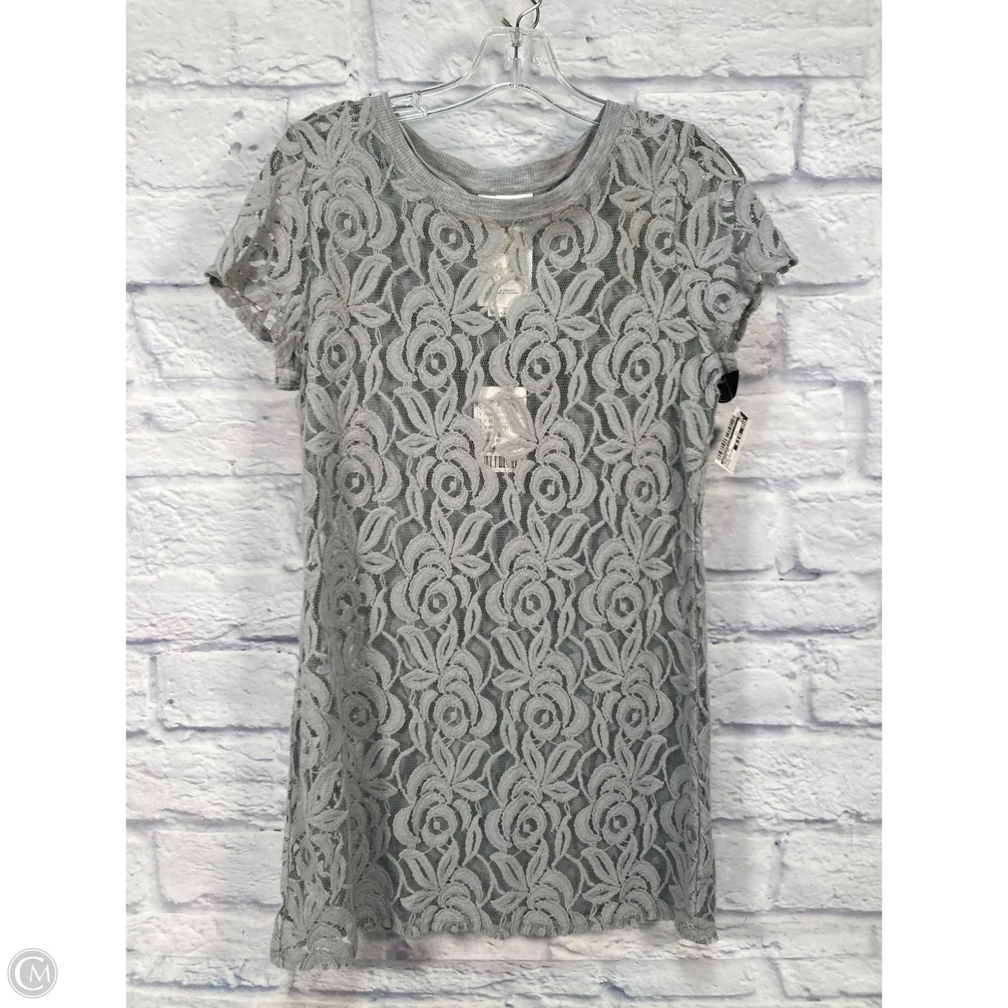 Blouse Short Sleeve By Anthropologie In Grey, Size: M