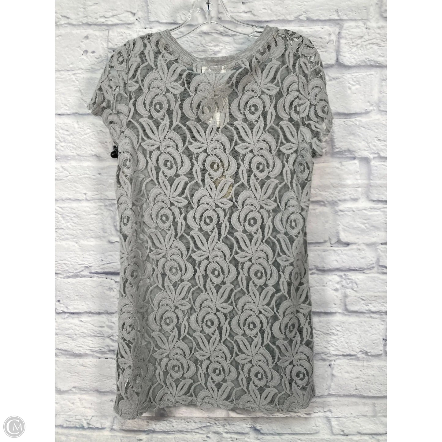 Blouse Short Sleeve By Anthropologie In Grey, Size: M