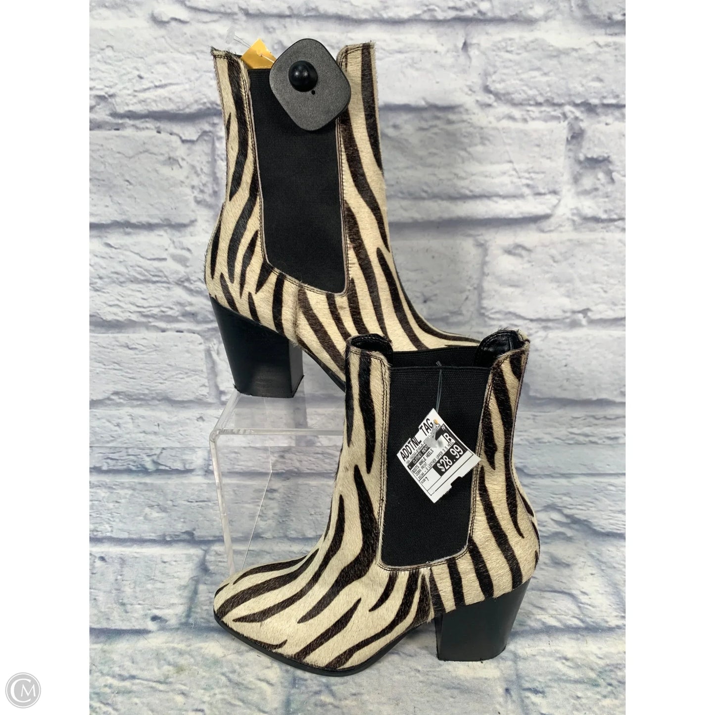 Boots Ankle Heels By Clothes Mentor In Zebra Print, Size: 7