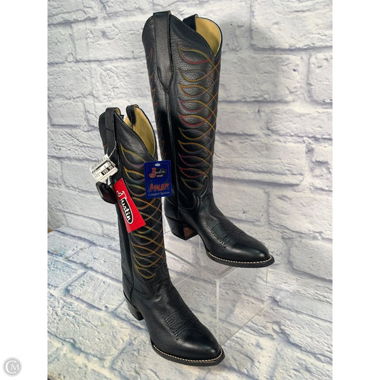 Boots Western By Justin In Black, Size: 7.5