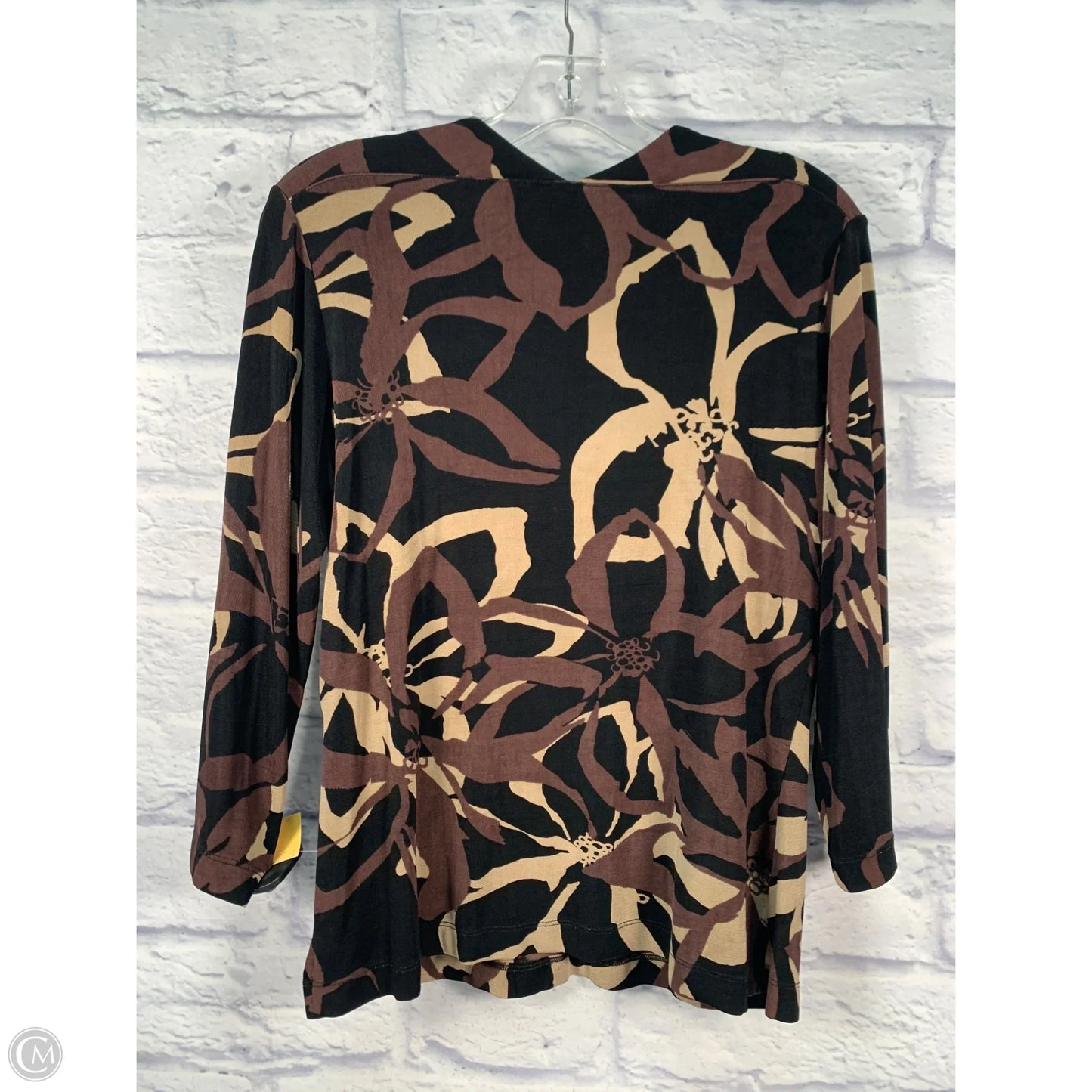 Top 3/4 Sleeve By Chicos In Black & Brown, Size: M