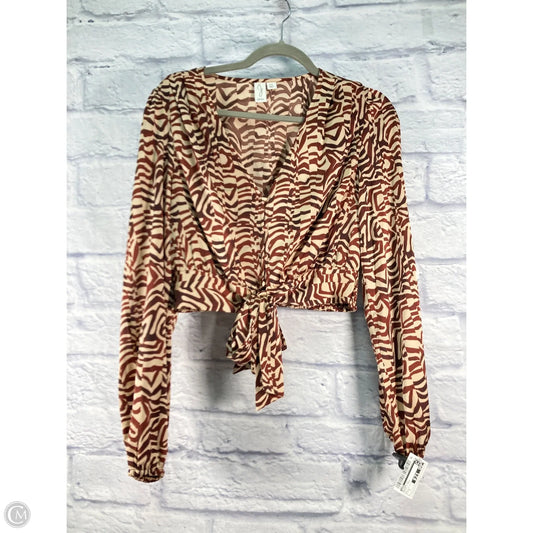 Blouse Long Sleeve By Joie In Brown & Cream, Size: S