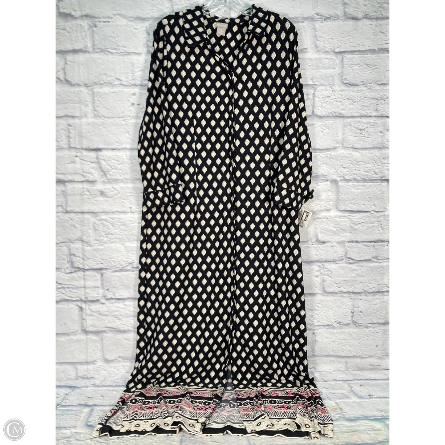 Dress Casual Maxi By Chicos In Black & Tan, Size: L