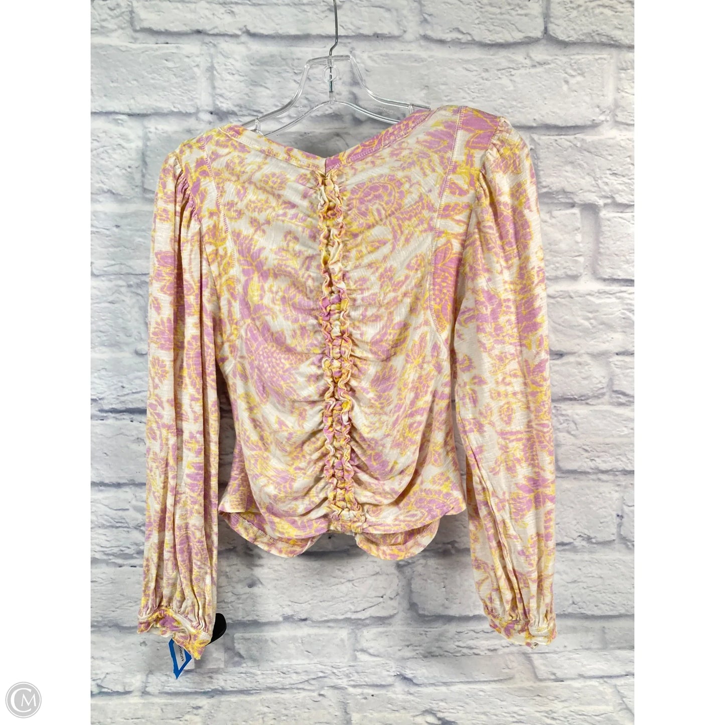 Top Long Sleeve By Free People In Cream & Pink, Size: L