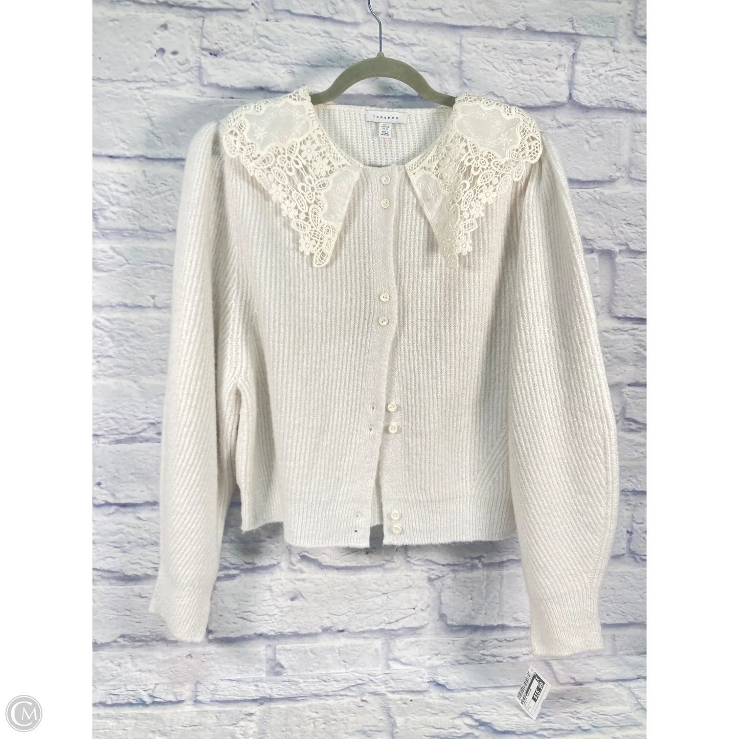 Sweater Cardigan By Top Shop In White, Size: L