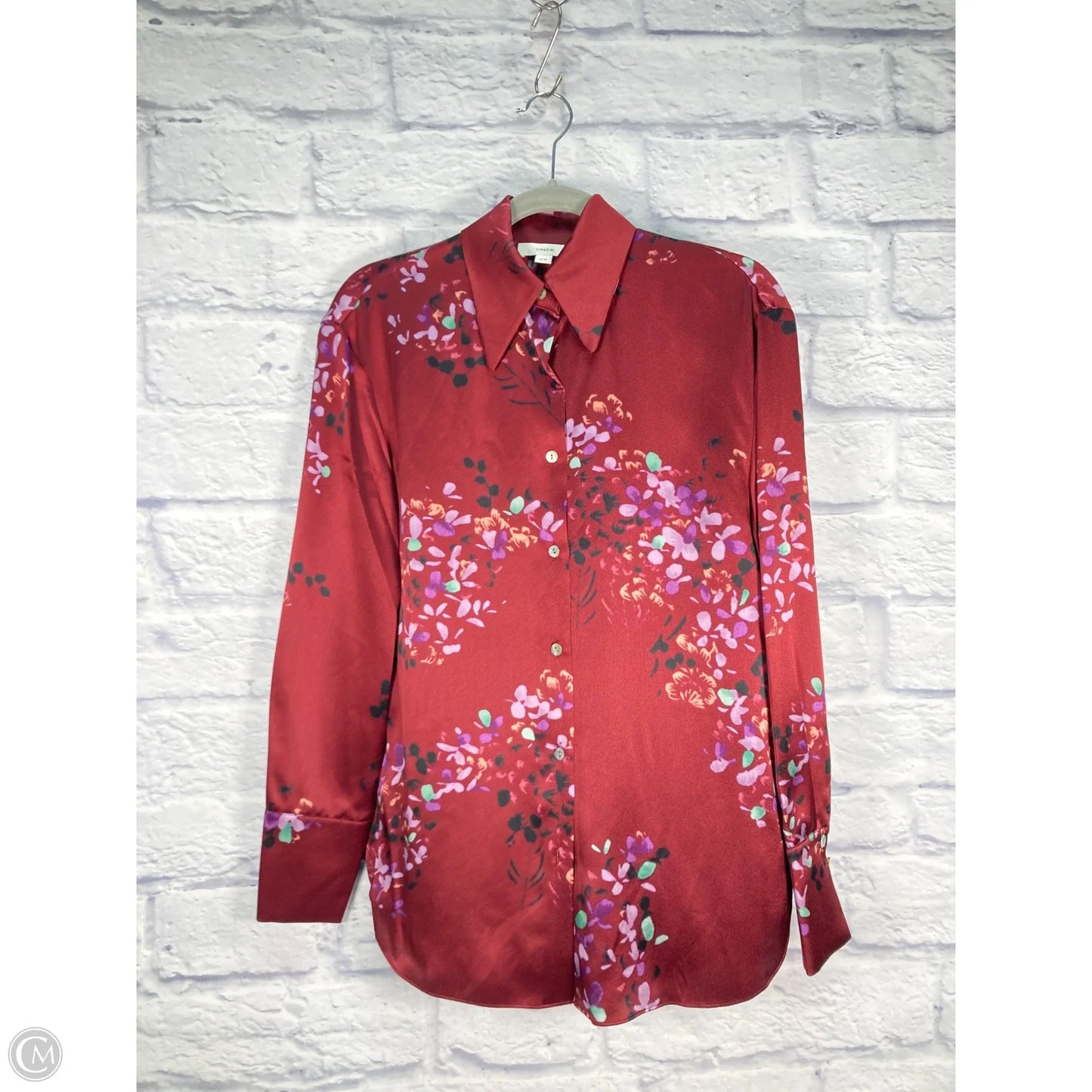 Blouse Long Sleeve By Vince In Red, Size: Xs