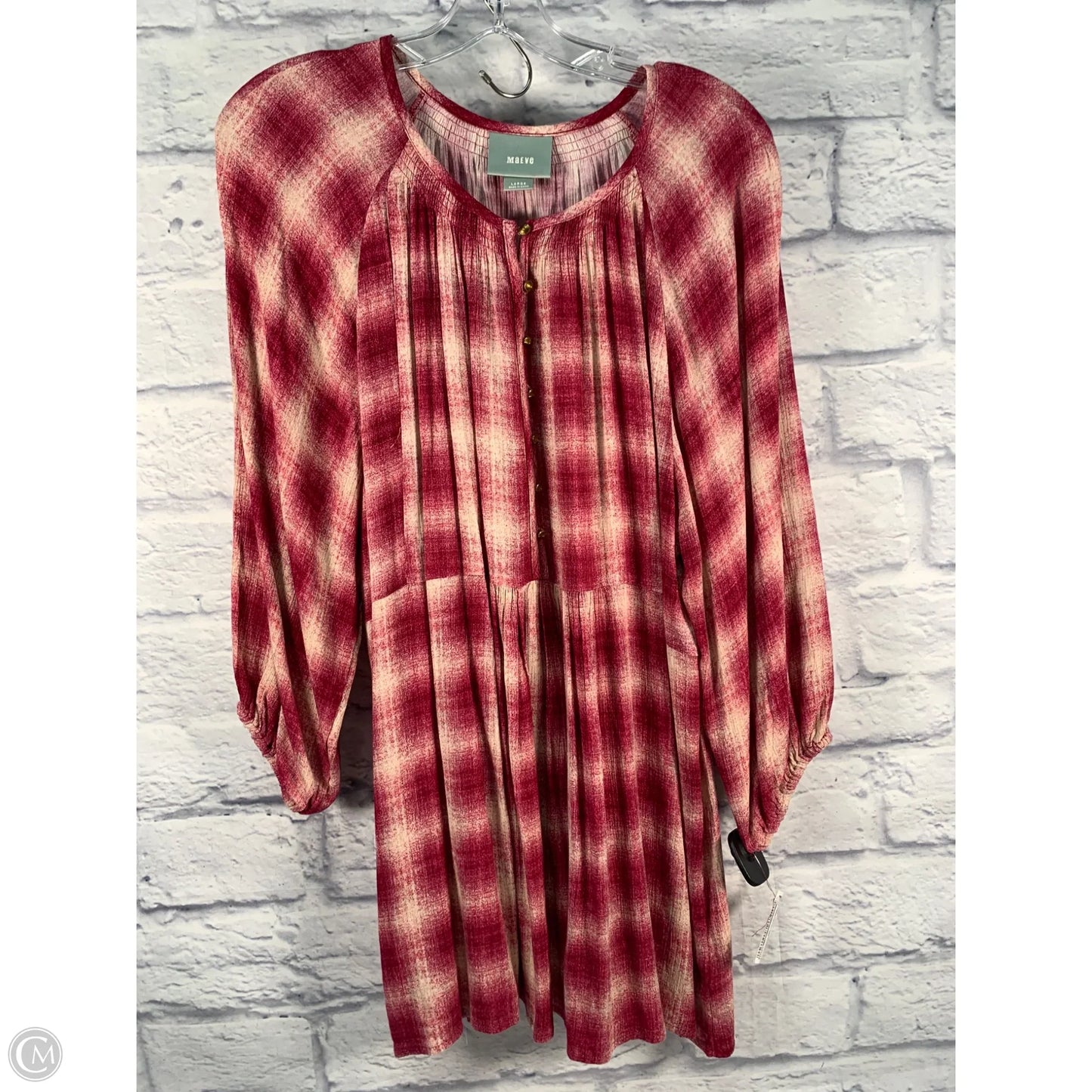 Tunic Long Sleeve By Maeve In Pink & Tan, Size: L