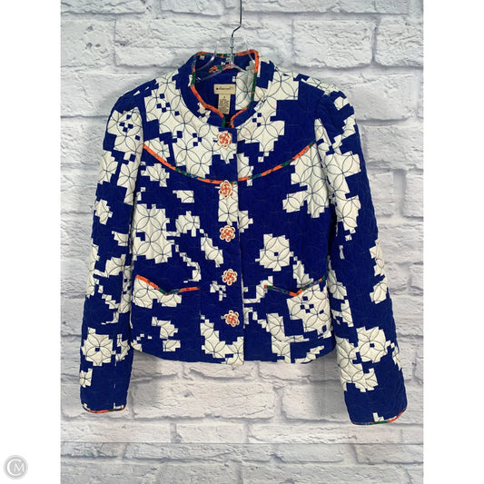 Jacket Puffer & Quilted By Elevenses In Blue & White, Size: S