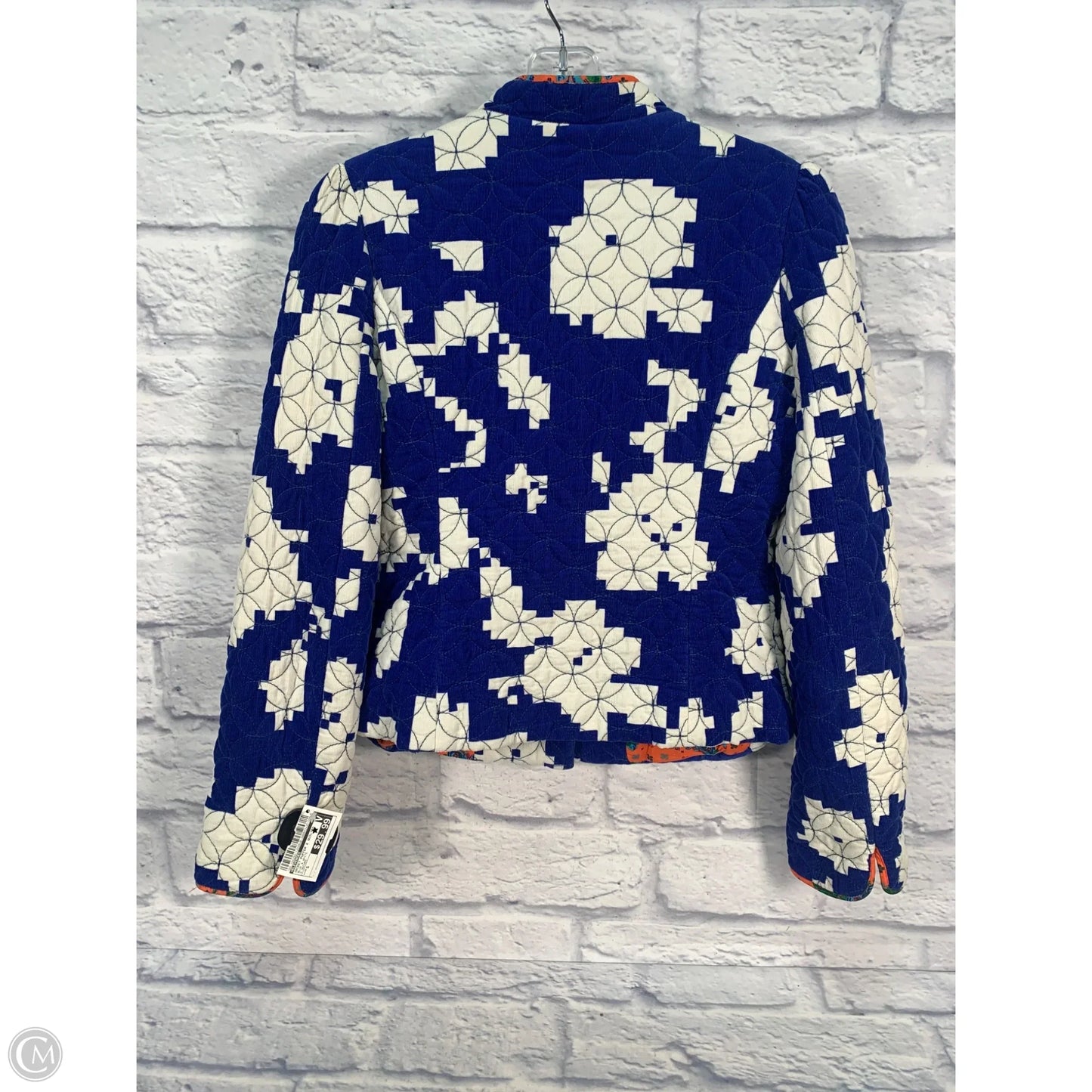 Jacket Puffer & Quilted By Elevenses In Blue & White, Size: S