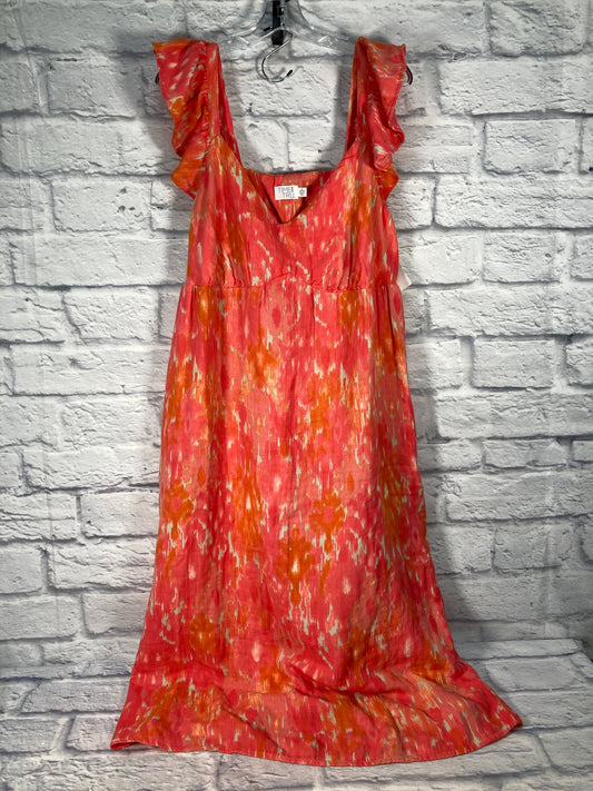 Dress Casual Maxi By Time And Tru In Orange & Pink, Size: Xl