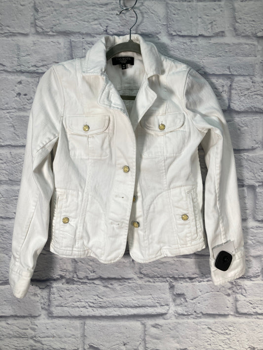 Jacket Denim By Talbots In White Denim, Size: S