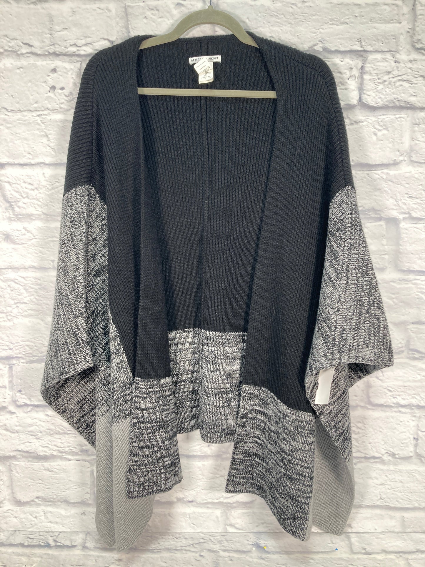 Sweater Cardigan By Rebecca Minkoff In Black & Grey, Size: Xl