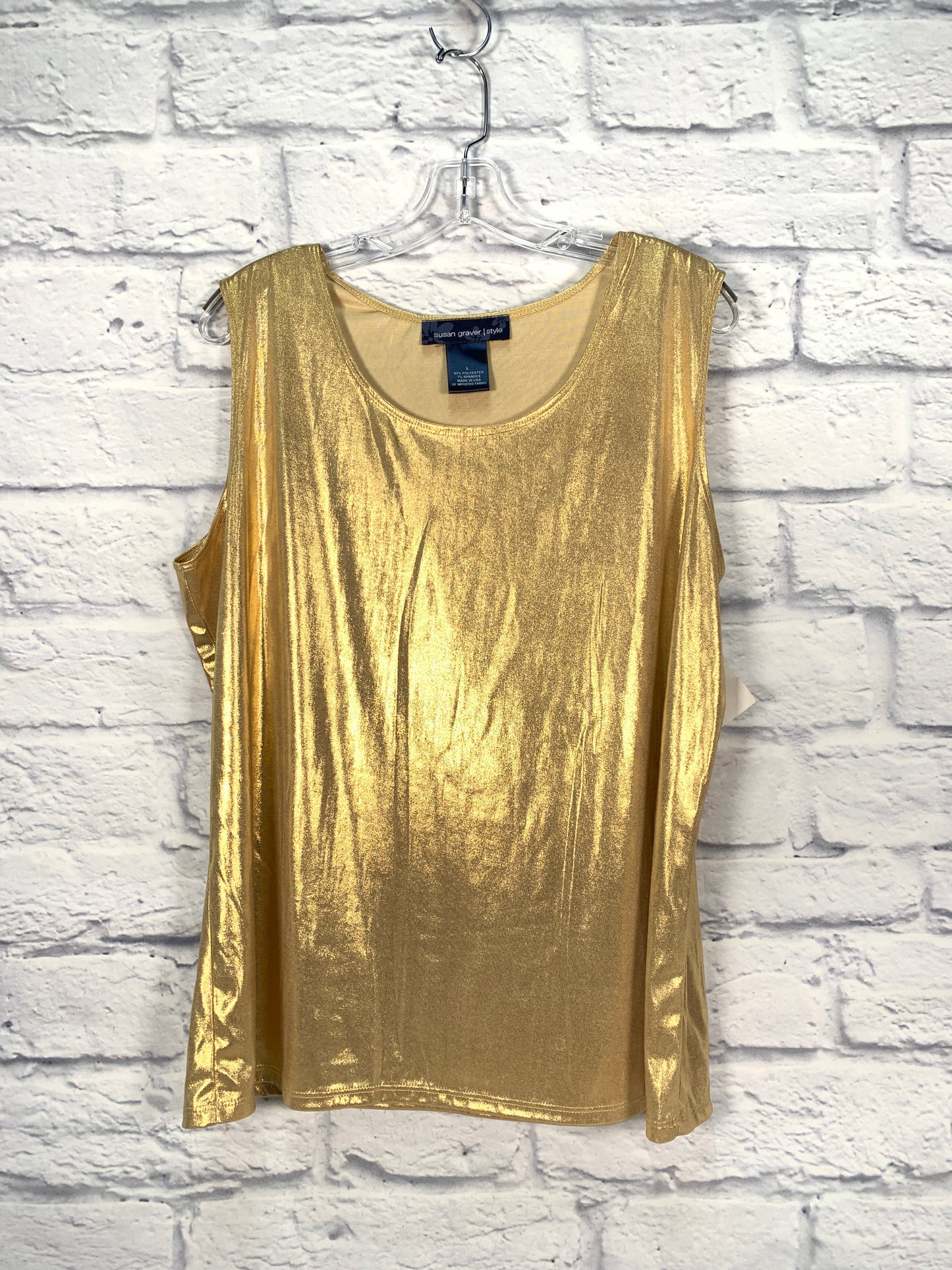 Top Sleeveless By Susan Graver In Gold, Size: L