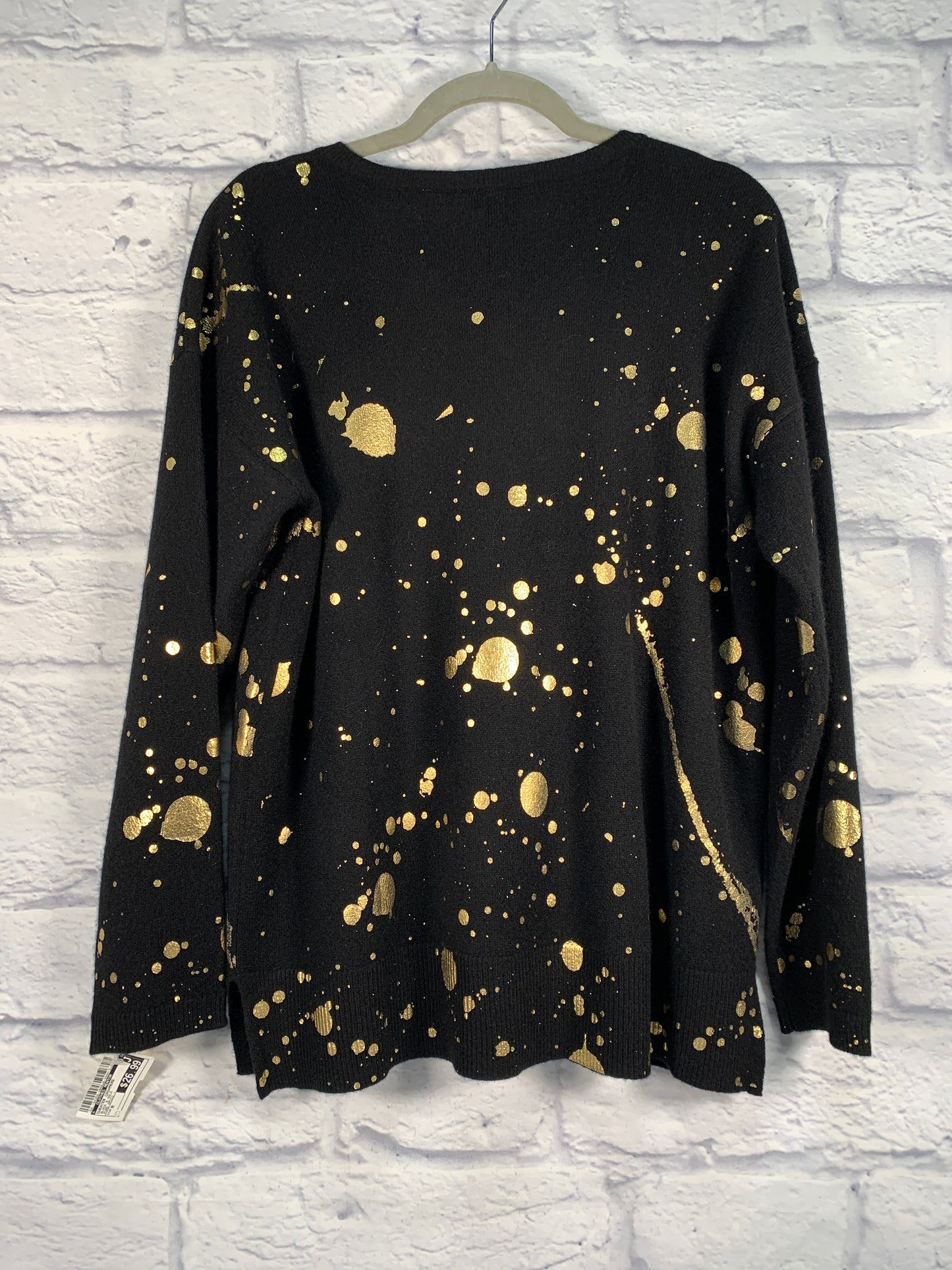 Sweater Cashmere By Clothes Mentor In Black & Gold, Size: M