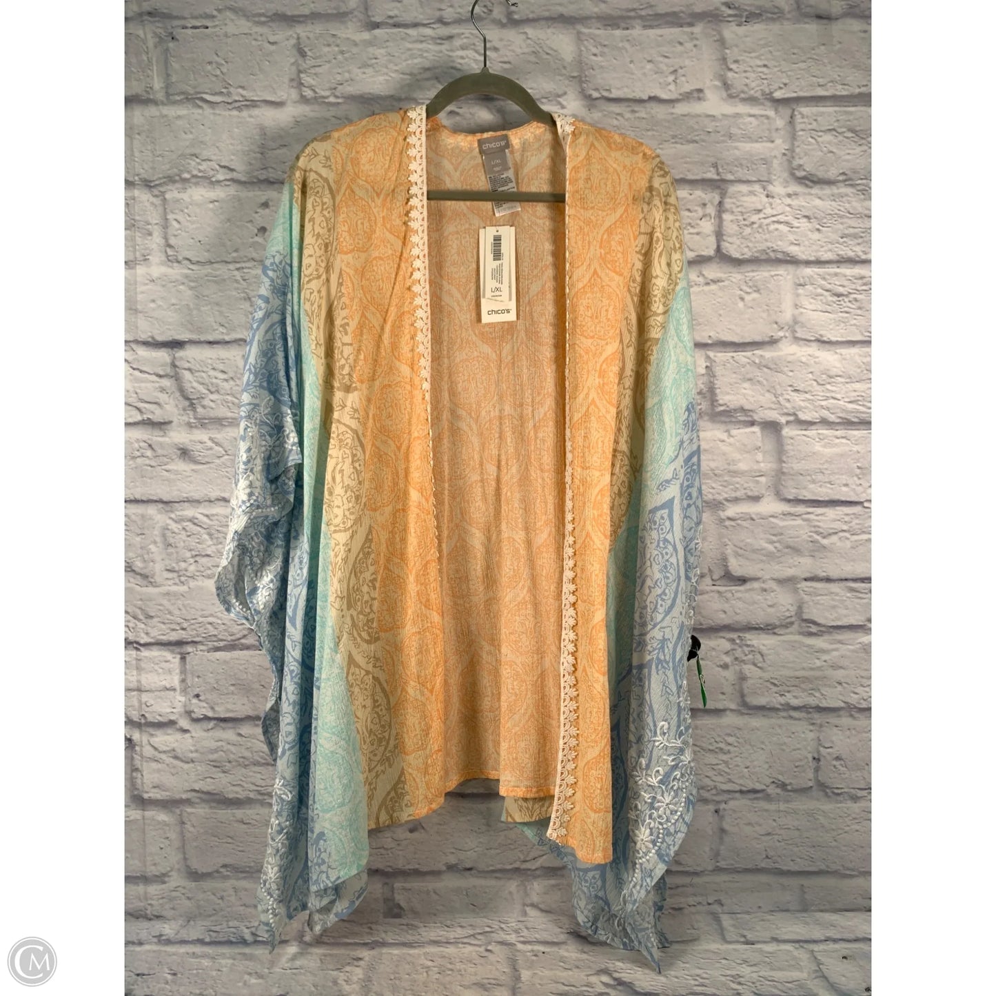 Kimono By Chicos In Blue & Orange, Size: Xl