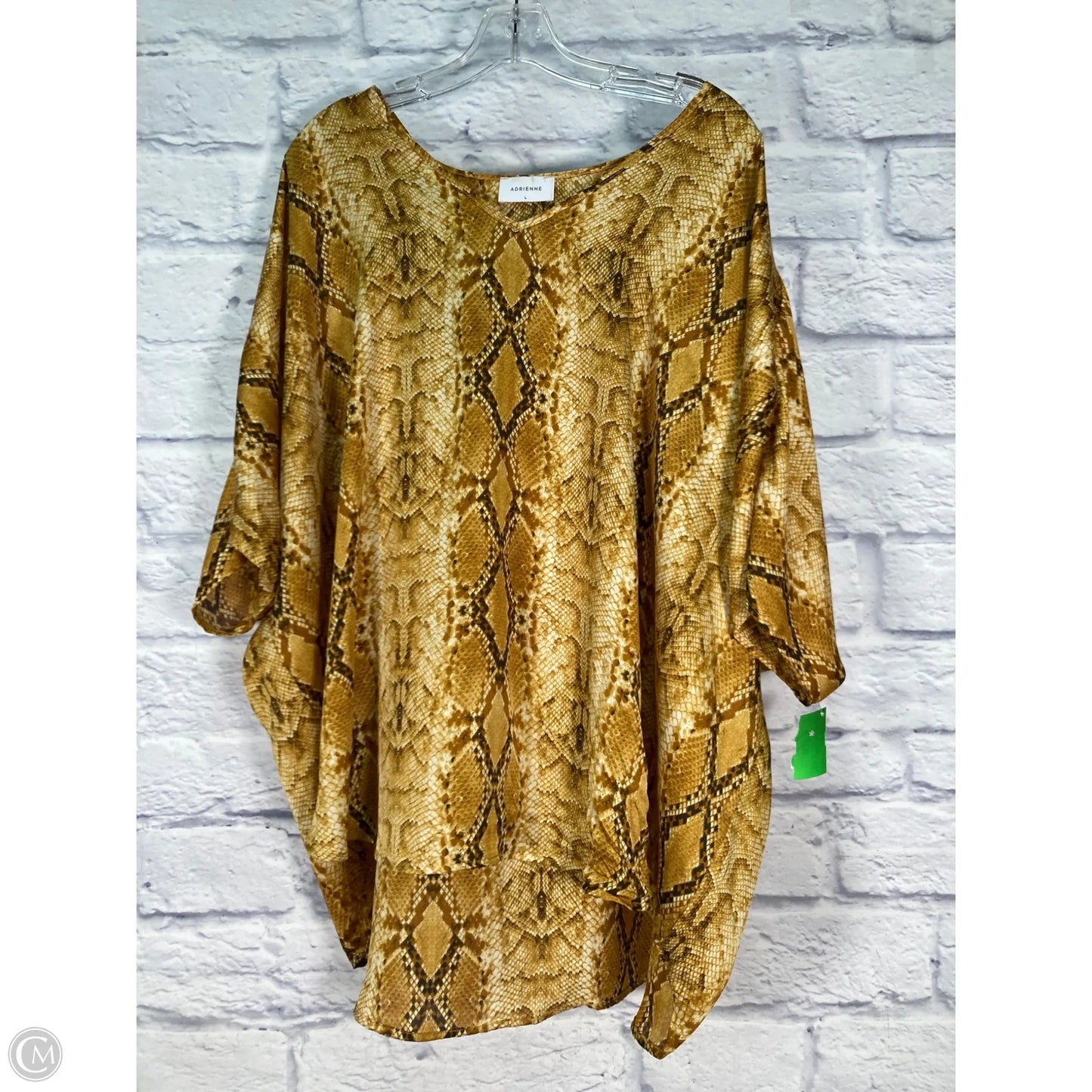 Blouse Short Sleeve By Adrienne In Snakeskin Print, Size: 2x