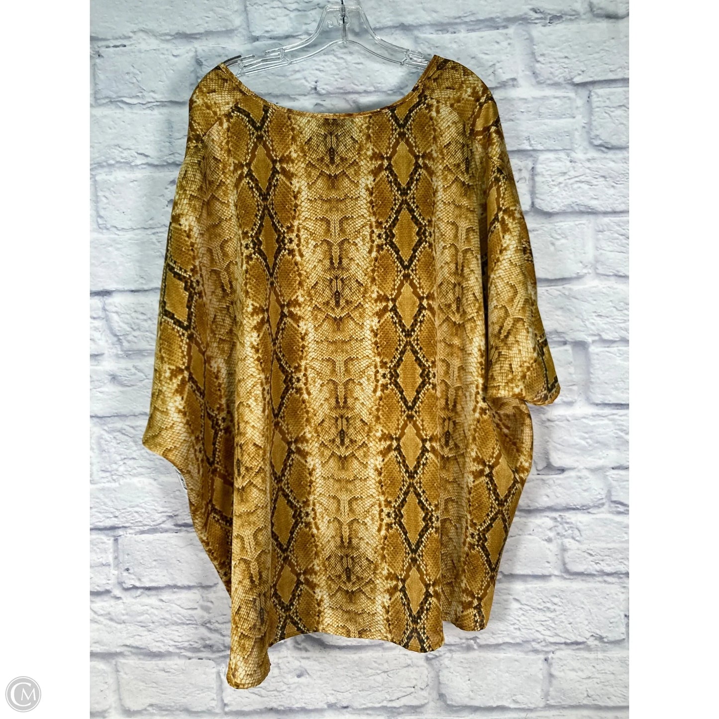 Blouse Short Sleeve By Adrienne In Snakeskin Print, Size: 2x
