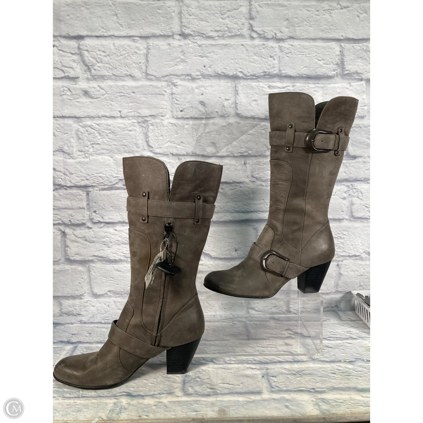 Boots Mid-calf Heels By Born In Taupe, Size: 12