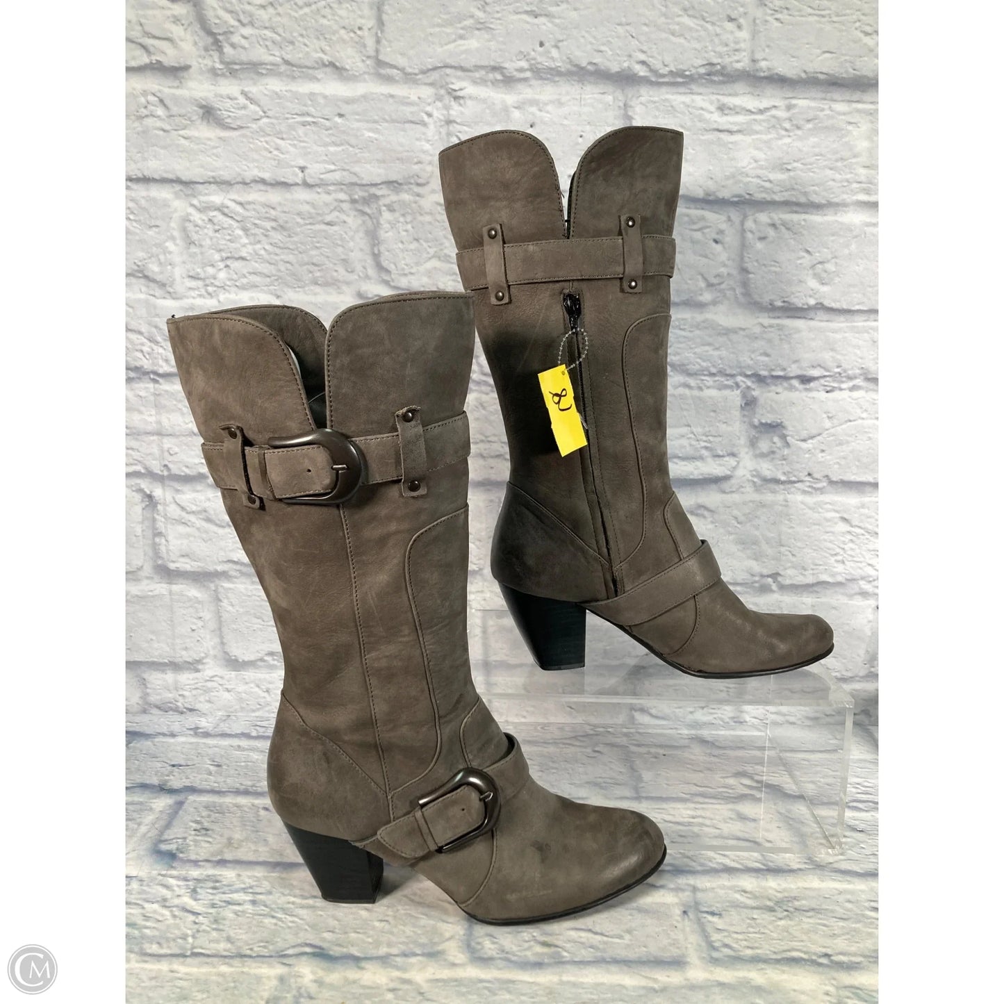 Boots Mid-calf Heels By Born In Taupe, Size: 12