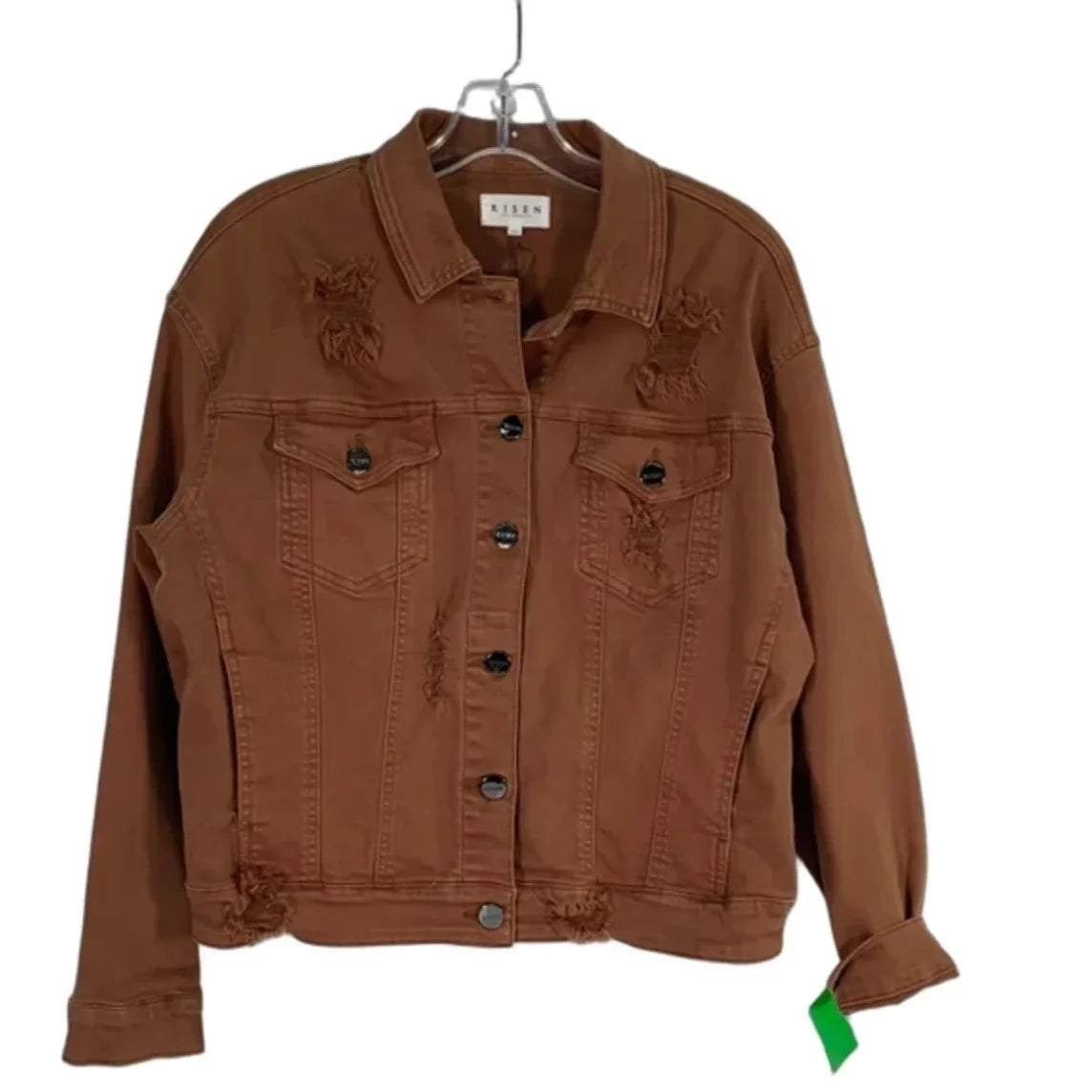 Jacket Denim By Risen In Brown Denim, Size: S
