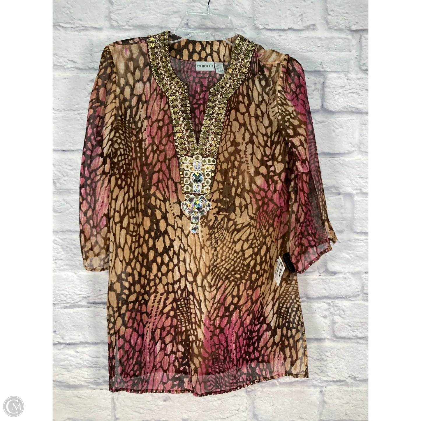 Blouse 3/4 Sleeve By Chicos In Animal Print, Size: S