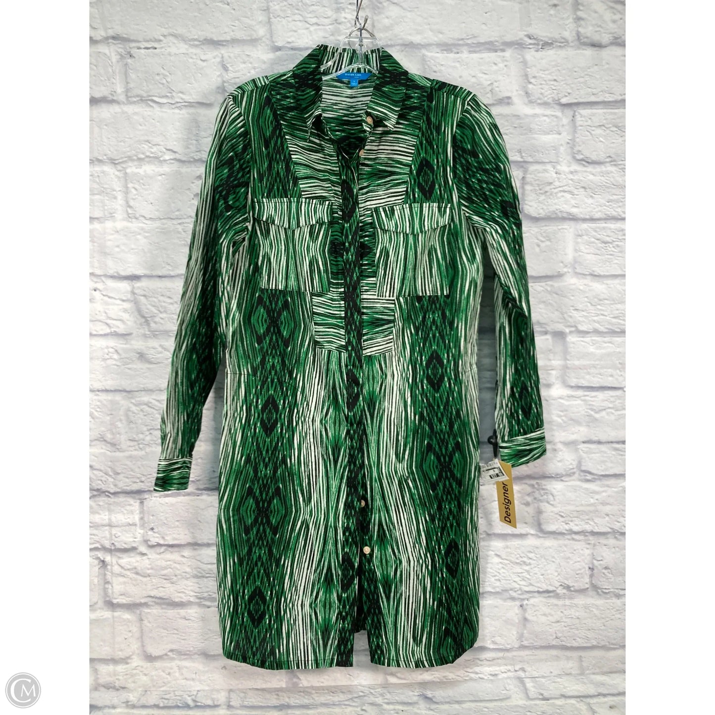 Dress Designer By Derek Lam In Green & White, Size: S