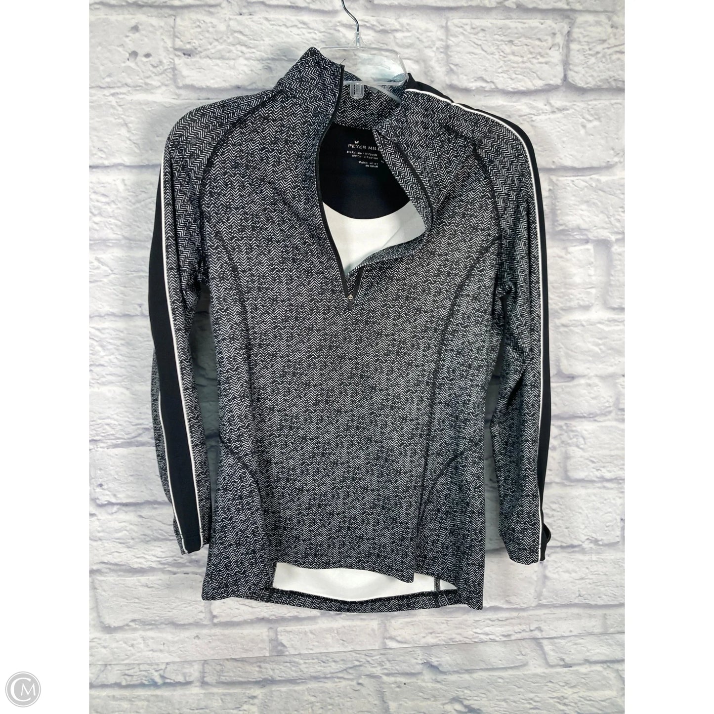 Athletic Top Long Sleeve Collar By Peter Millar In Black, Size: S