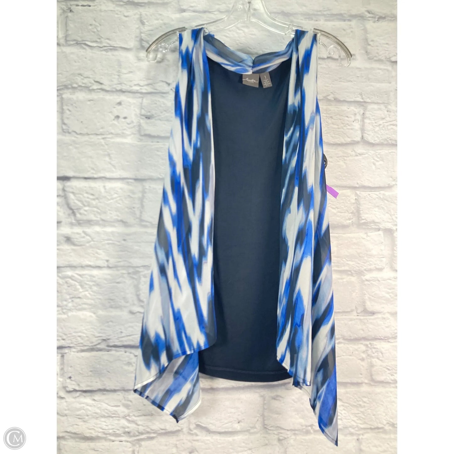 Vest Faux Fur & Sherpa By Chicos In Blue & White, Size: M