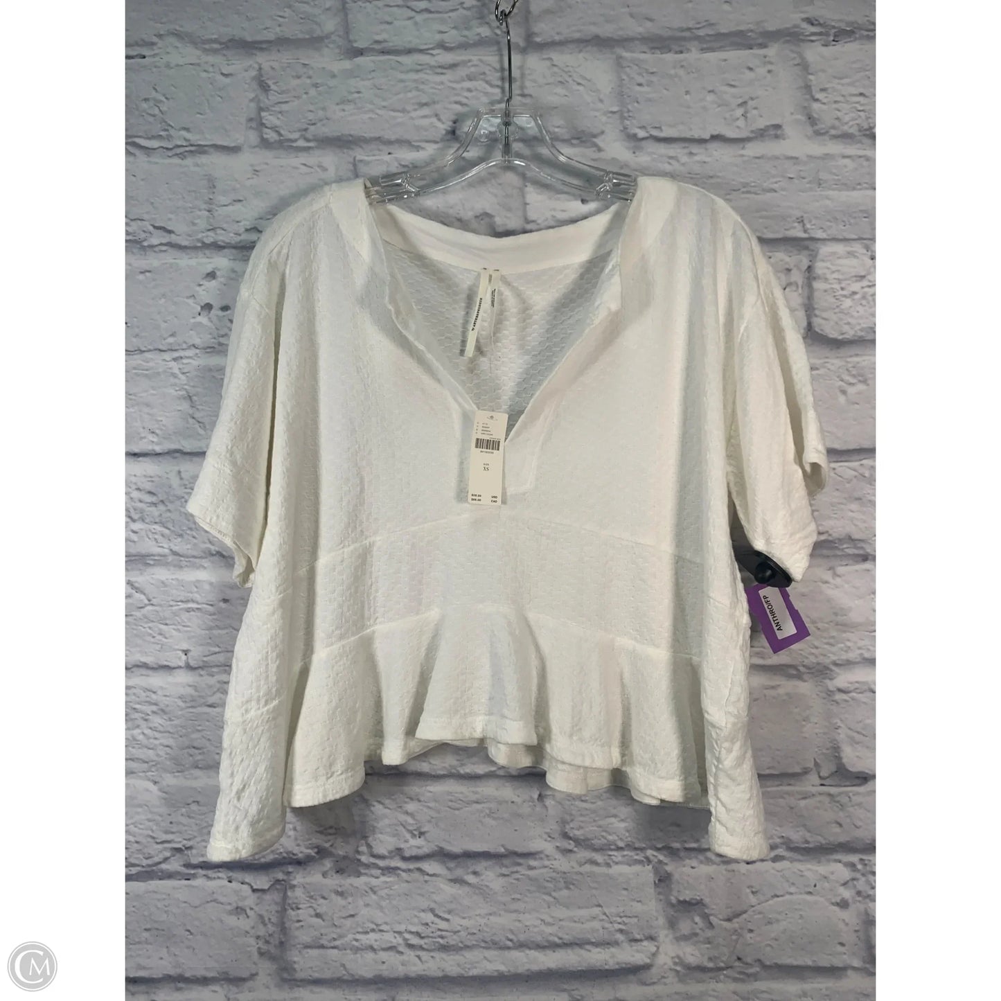 Top Short Sleeve By Anthropologie In White, Size: Xs
