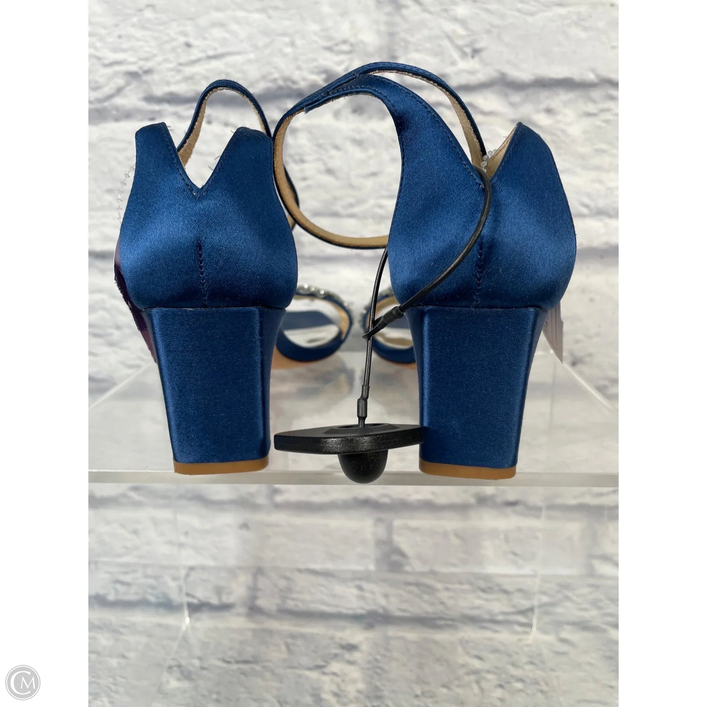 Shoes Heels Block By Badgley Mischka In Blue & Silver, Size: 5.5