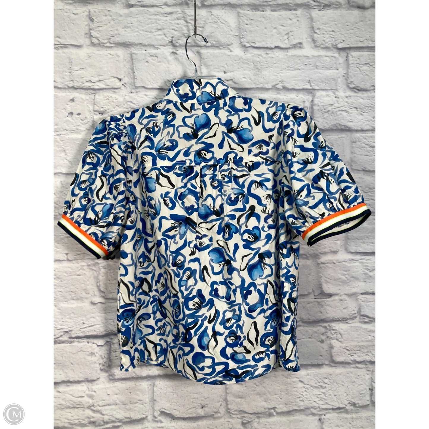 Top Short Sleeve By Voy In Blue & White, Size: S